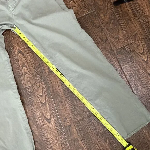 WOMENS FRANK & EILEEN WICKLOW CHINO CROPPED RAW EDGE TWILL PANTS LIGHT GREEN 2